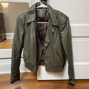 Free People Green Leather Jacket